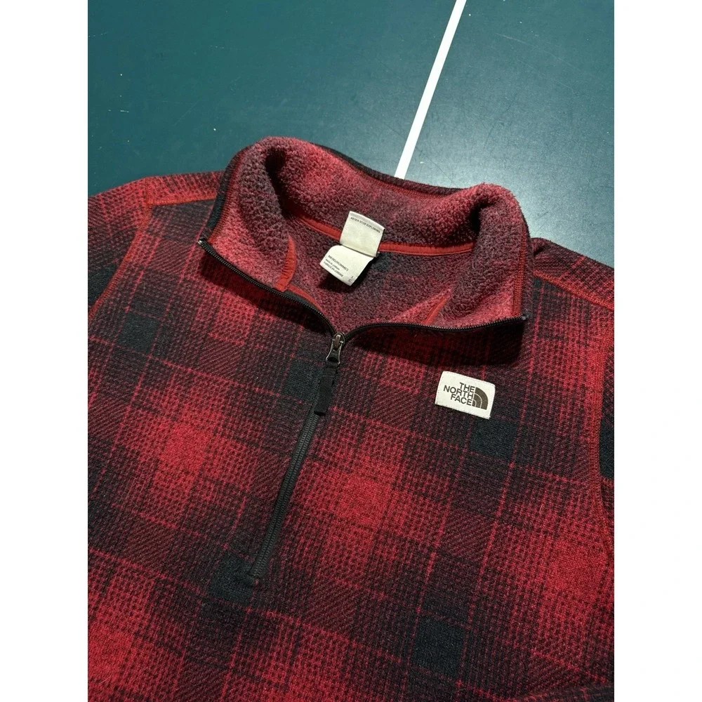 The North Face Gordon Lyons Fleece Pullover Sweater Large‎ Buffalo Plaid 1/4 Zip